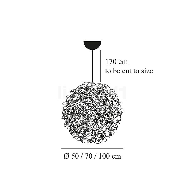 Catellani & Smith Fil de Fer Sospensione LED aluminium, ø50 cm sketch