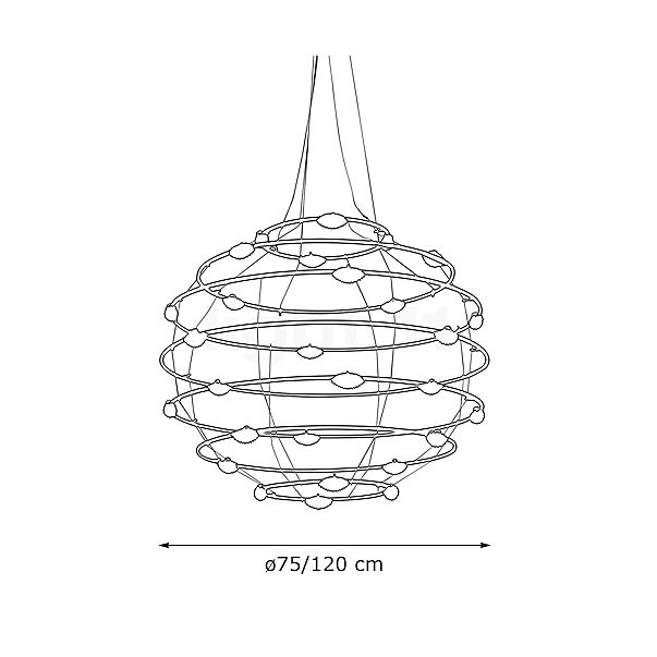 Catellani & Smith Petits Bijoux, lámpara de araña LED ø120 cm - alzado con dimensiones