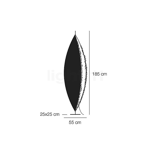 Catellani & Smith PostKrisi 100, lámpara de pie LED dorado - alzado con dimensiones