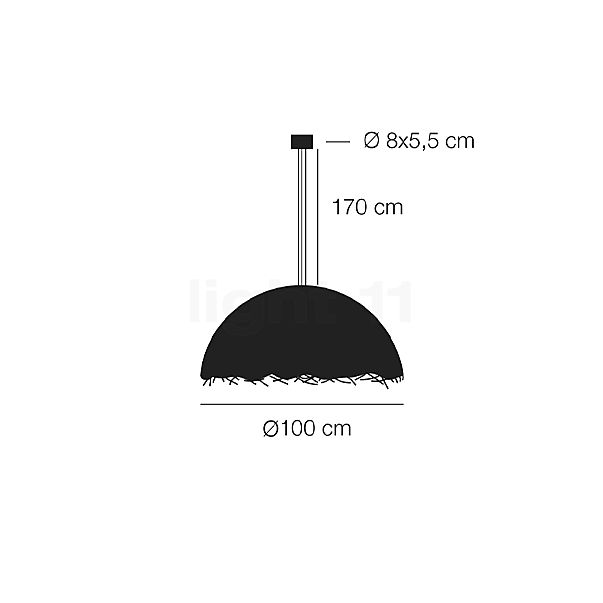 Catellani & Smith PostKrisi 49 Lampada a sospensione argento - ø100 cm - vista in sezione