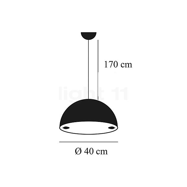 Catellani & Smith Stchu-Moon 02 Suspension LED noir/argenté - ø40 cm - vue en coupe