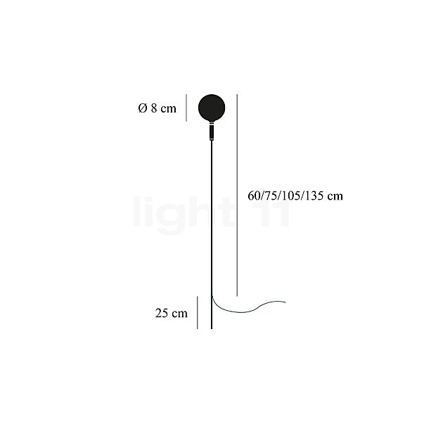 Catellani & Smith Syphasfera sin transformador 60 cm - alzado con dimensiones