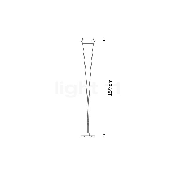 Catellani & Smith Vi. F, lámpara de pie LED blanco/latón - alzado con dimensiones