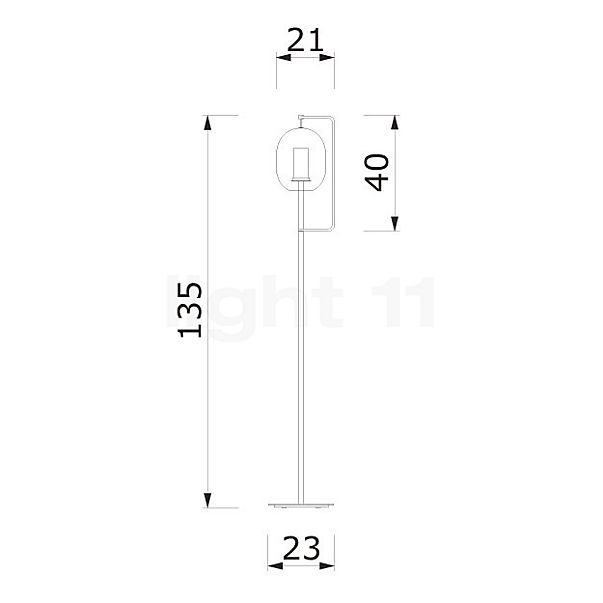 ClassiCon Lantern Light Gulvlampe LED messing bruneret - 135 cm skitse