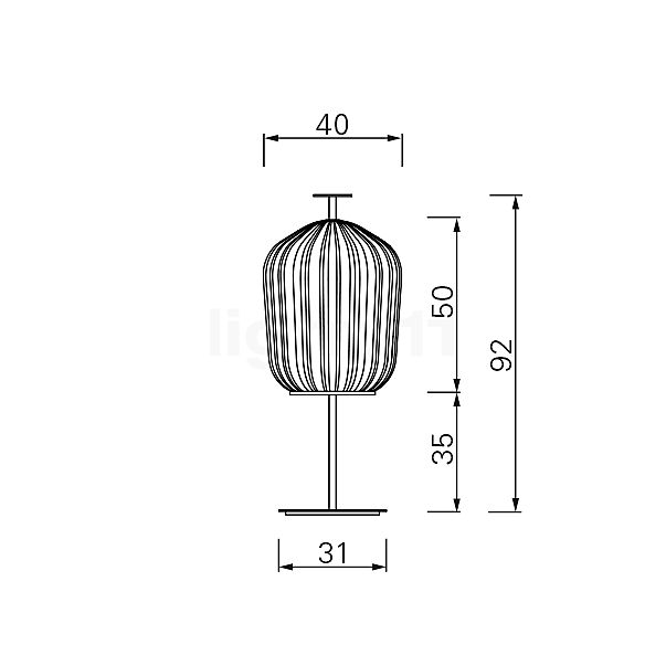 ClassiCon Plissée, lámpara de pie negro - alzado con dimensiones