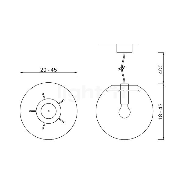 ClassiCon Selene Lampada a sospensione zwart - 20 cm schets