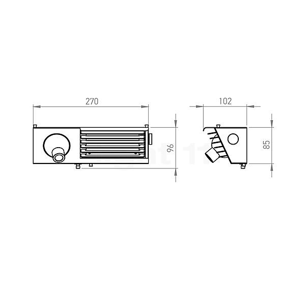 DCW Biny Bedside Lampada da parete LED nero/bianco - destra - vista in sezione