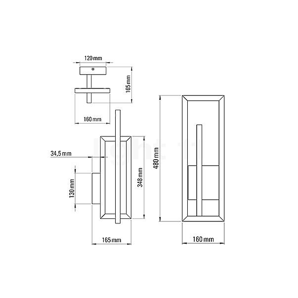 DCW Borely Lampada da parete LED bronzo - vista in sezione