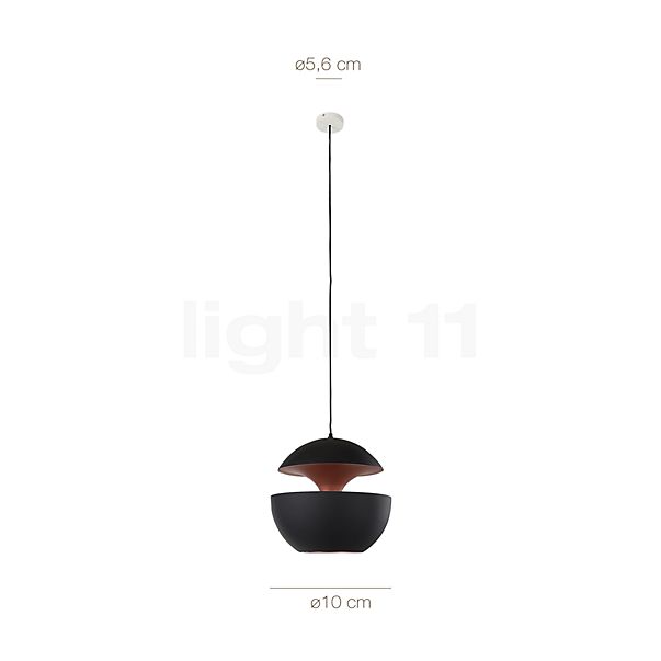 Measurements of the DCW Here Comes the Sun black/copper, ø10 cm in detail: height, width, depth and diameter of the individual parts.