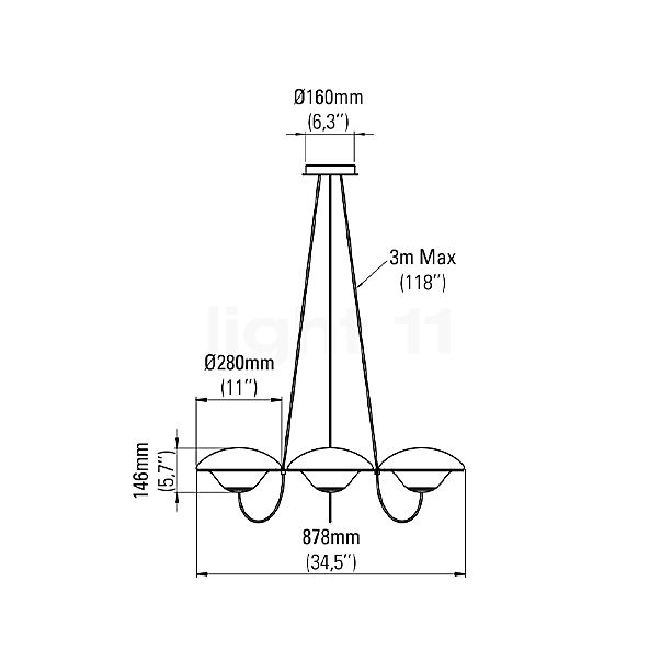 DCW In the Air Chandelier 3 lamps opal sketch