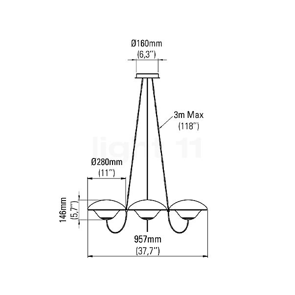 DCW In the Air Chandelier 6 lamps opal sketch