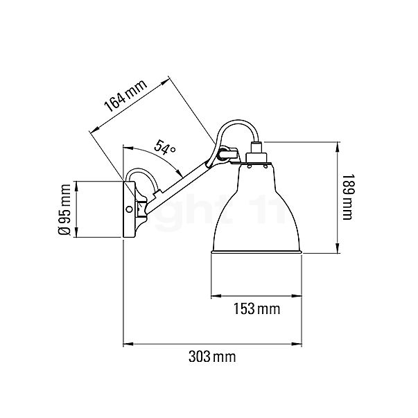 DCW Lampe Gras No 104 Wandlamp zwart schets