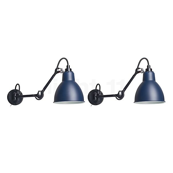 DCW Lampe Gras No 204 2er Set schwarz/blau - 20 cm - mit Schalter