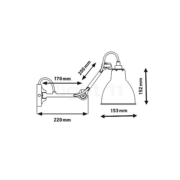 DCW Lampe Gras No 204 Applique laiton - vue en coupe