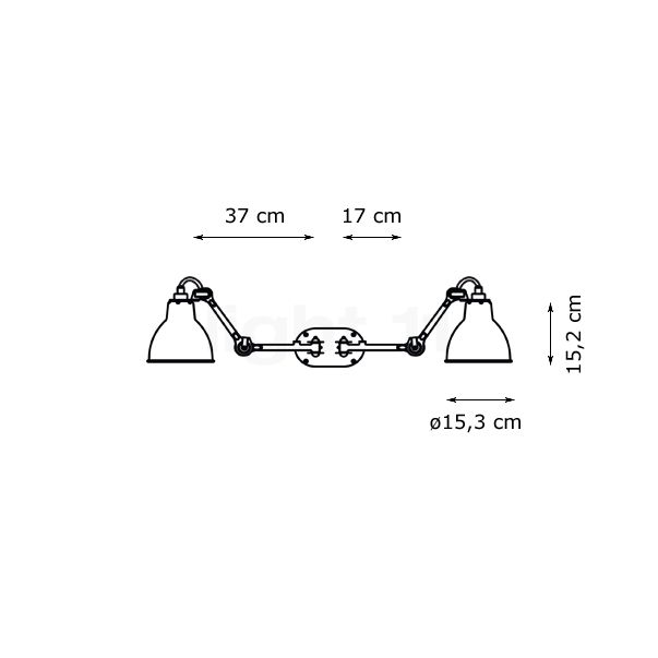 DCW Lampe Gras No 204 Double Applique noir/cuivre - vue en coupe