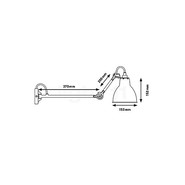 DCW Lampe Gras No 204 lot de 2 noir/noir - 40 cm - avec interrupteur - vue en coupe