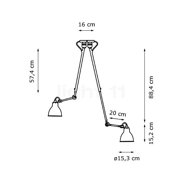 DCW Lampe Gras No 302 Double Hanglamp rood schets