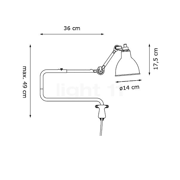 DCW Lampe Gras No 303 Lampada da parete rosso - vista in sezione