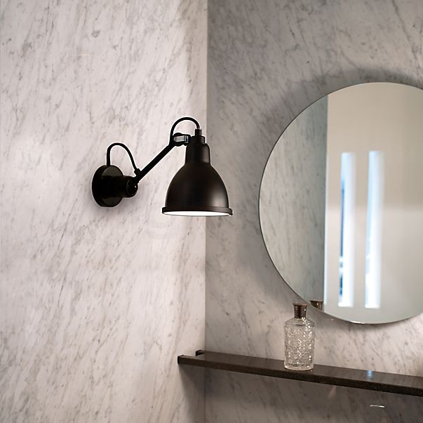 Lampe Gras No 304 Bathroom, lámpara de pared negro/policarbonato, blanco