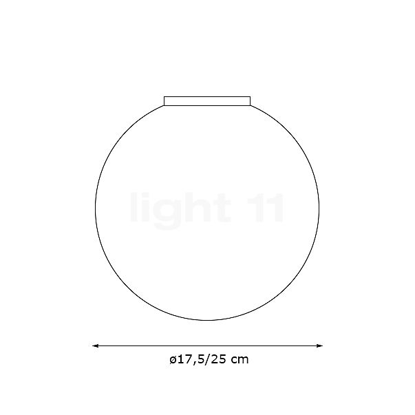 DCW Pantalla Lampe Gras de vidrio ø17,5 cm - alzado con dimensiones