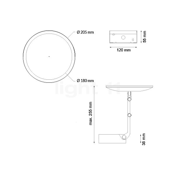 Decor Walther Vision R Wandkosmetikspiegel LED schwarz matt - Vergrößerung 5-fach Skizze