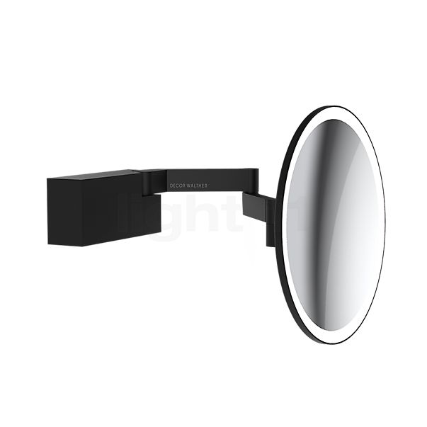 Decor Walther Vision R, espejo de aumento a pared LED negro mate - ampliación 5 veces