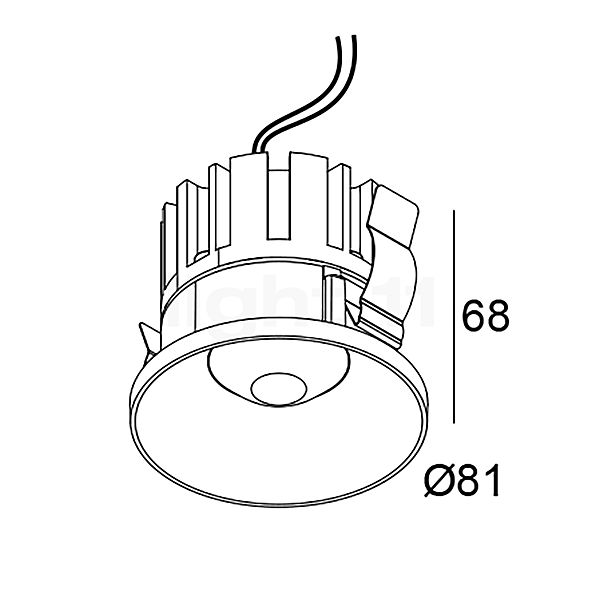 Delta Light Artuur Loftindbygningslampe LED guld - dim to warm - IP44 - incl. forkoblinger skitse