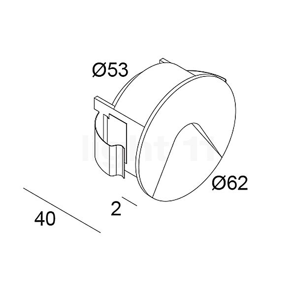 Delta Light Logic Mini Wandinbouwlamp LED rond wit - incl. ballasten schets