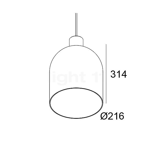 Delta Light Mantello Glass Hanglamp rook, ø21,6 cm schets