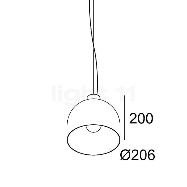 Delta Light Mantello esfera, lámpara de suspensión negro, ø20,6 cm - alzado con dimensiones