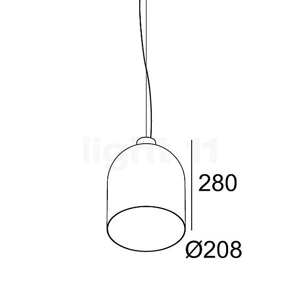 Delta Light Mantello, lámpara de suspensión negro, ø20,8 cm - alzado con dimensiones