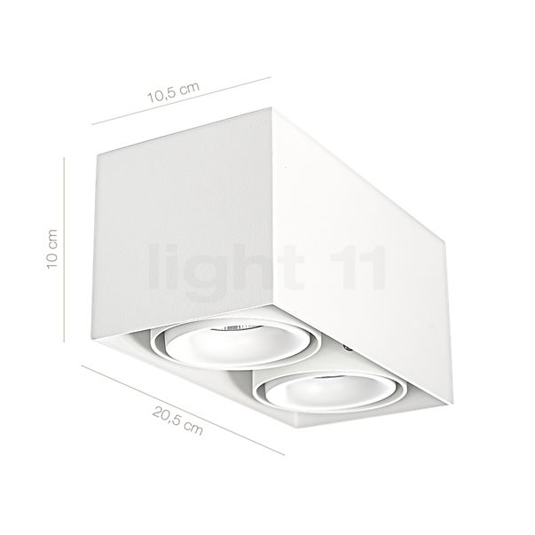 Dimensions du luminaire Delta Light Minigrid On 250 BOX DIM8 + 2 x Minigrid SNAP-IN blanc en détail - hauteur, largeur, profondeur et diamètre de chaque composant.