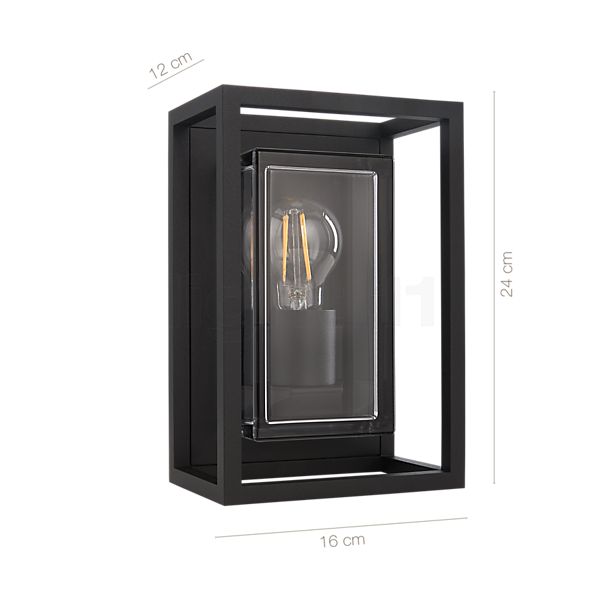 Measurements of the Delta Light Montur M Wall Light black in detail: height, width, depth and diameter of the individual parts.