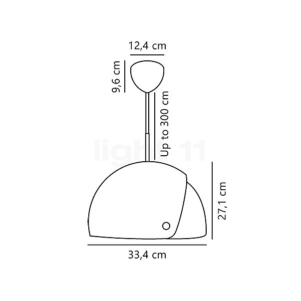 Design for the People Align, lámpara de suspensión blanco - alzado con dimensiones