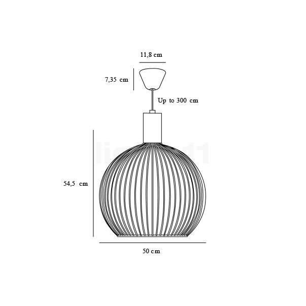 Design for the People Aver, lámpara de suspensión ø50 cm - alzado con dimensiones