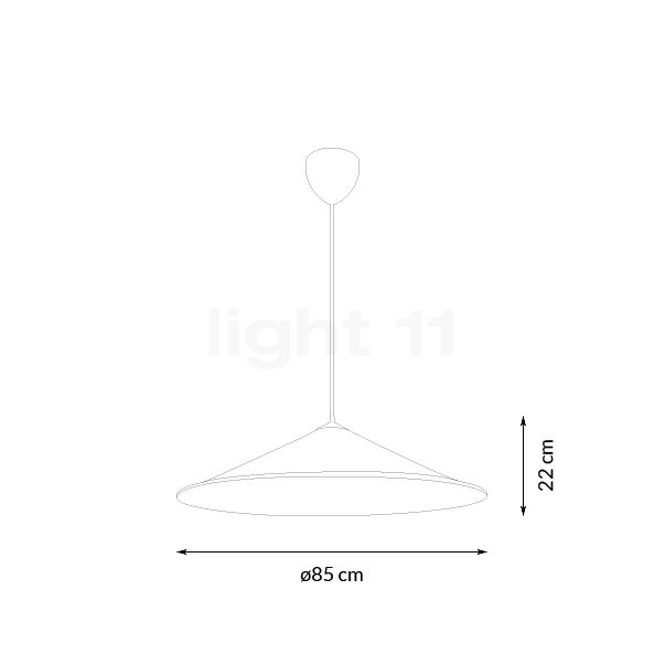 Design for the People Hill, lámpara de suspensión color natural - ø85 cm - alzado con dimensiones