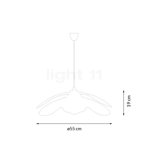 Design for the People Maple, lámpara de suspensión marrón - 55 cm - alzado con dimensiones