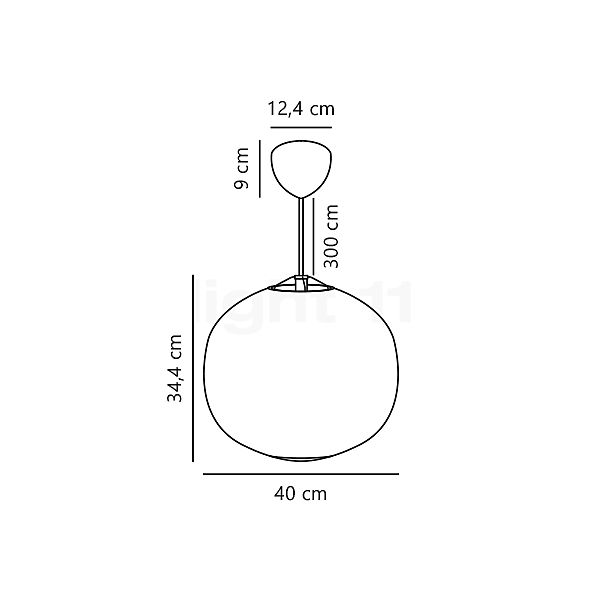 Design for the People Navone, lámpara de suspensión opalino - ø40 cm - alzado con dimensiones