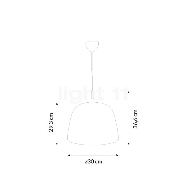 Design for the People Norbi, lámpara de suspensión negro - 30 cm - alzado con dimensiones