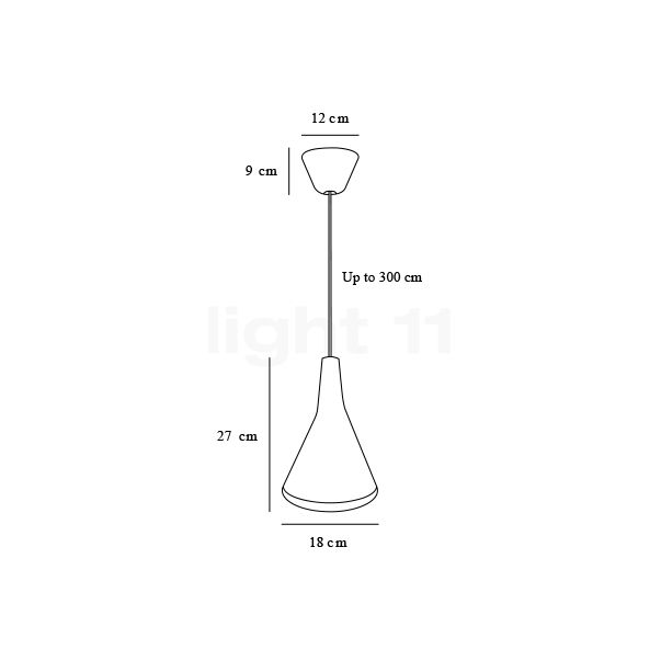 Design for the People Nori, lámpara de suspensión ø18 cm - vidrio opalino - alzado con dimensiones