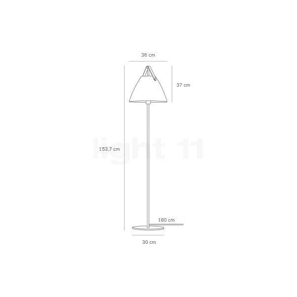 Design for the People Strap, lámpara de pie blanco - alzado con dimensiones