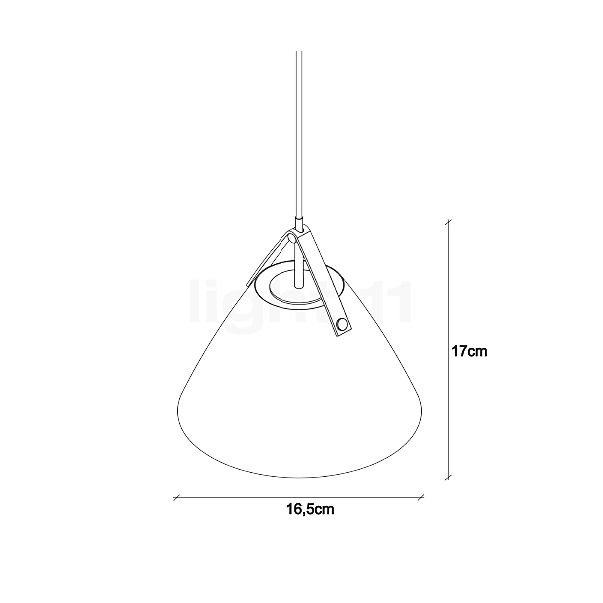 Design for the People Strap, lámpara de suspensión ø16 cm - negro - alzado con dimensiones