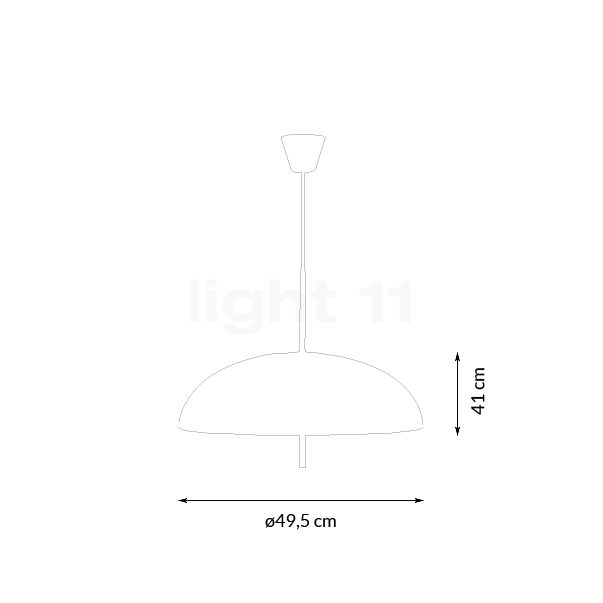 Design for the People Versale, lámpara de suspensión blanco - ø50 cm - alzado con dimensiones