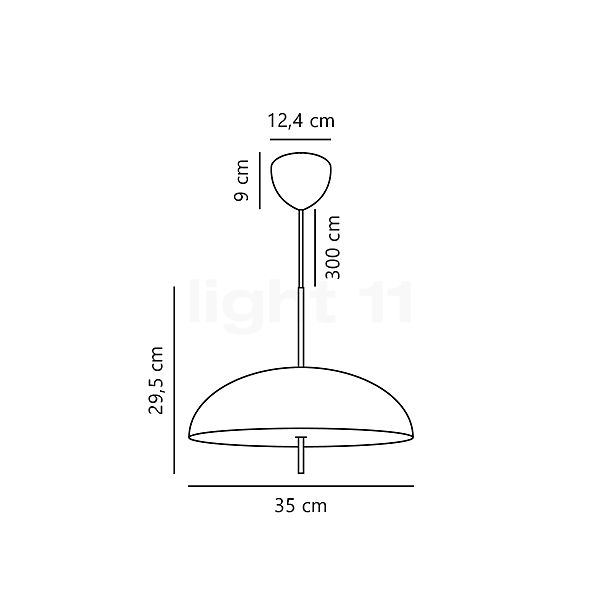 Design for the People Versale, lámpara de suspensión negro - ø35 cm - alzado con dimensiones