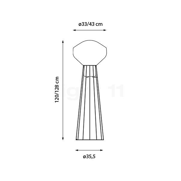 Fabbian Aérostat, lámpara de pie cobre grande - alzado con dimensiones