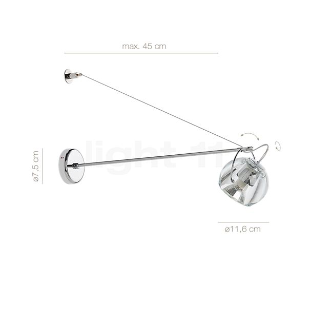 Measurements of the Fabbian Beluga Colour wall light clear in detail: height, width, depth and diameter of the individual parts.