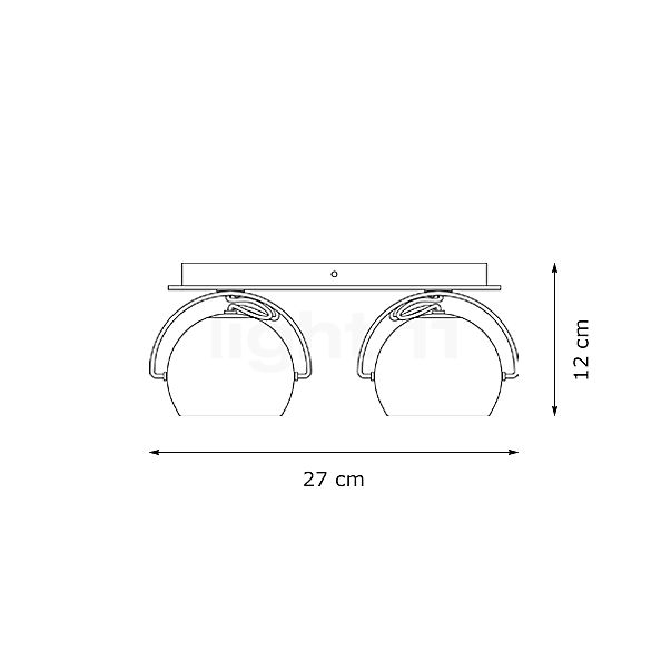 Fabbian Beluga Steel Applique/Plafonnier 2 foyers chrome - vue en coupe
