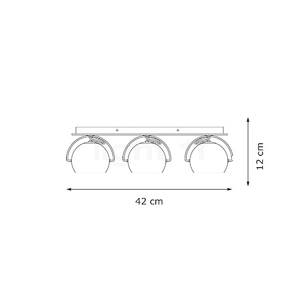 Fabbian Beluga Steel Applique/Plafonnier 3 foyers chrome - vue en coupe