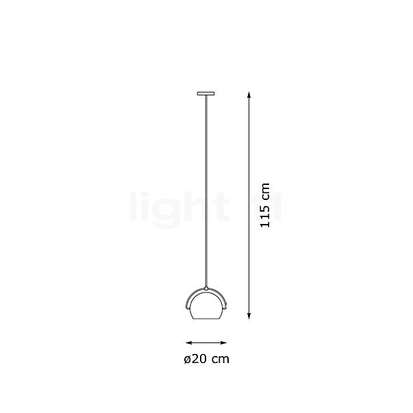 Fabbian Beluga Steel Lampada a sospensione acciaio inossidabile lucidato - ø20 cm - vista in sezione