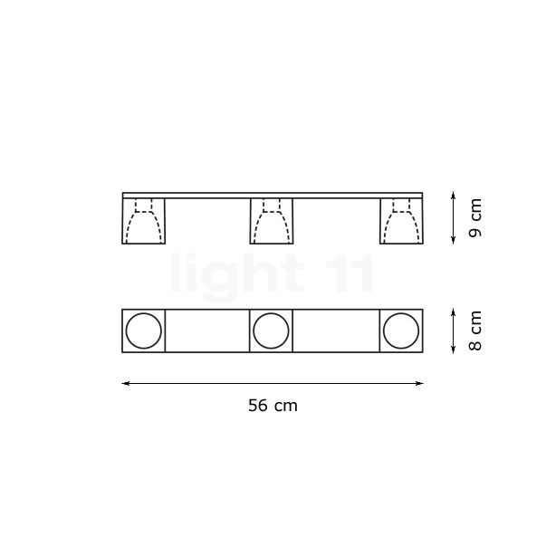 Fabbian Cubetto Ceiling Light GU10 3 lamps white sketch